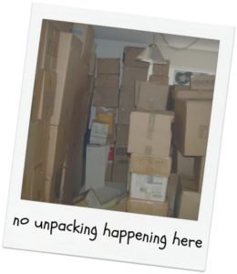 wall of boxes - no unpacking happening here